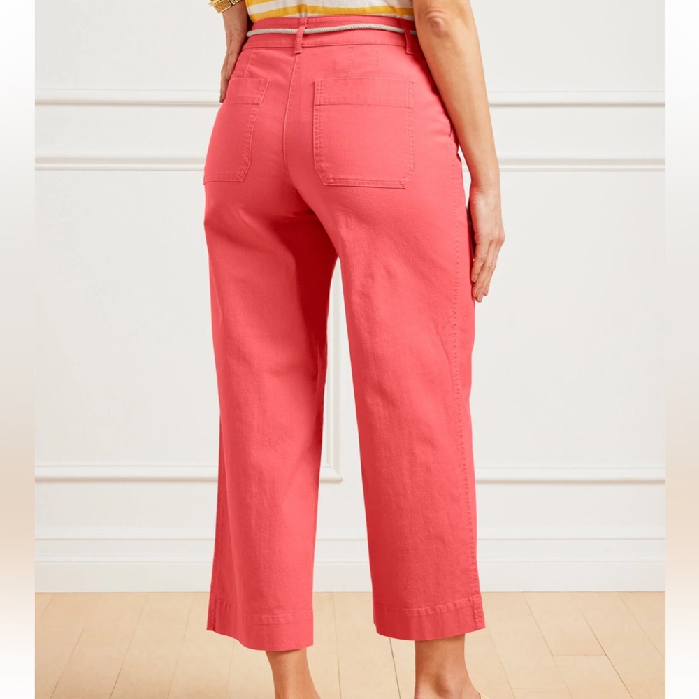 Talbots Coral Wide Leg Cropped Pants‎ Size 6 Summer Cotton Casual Beach